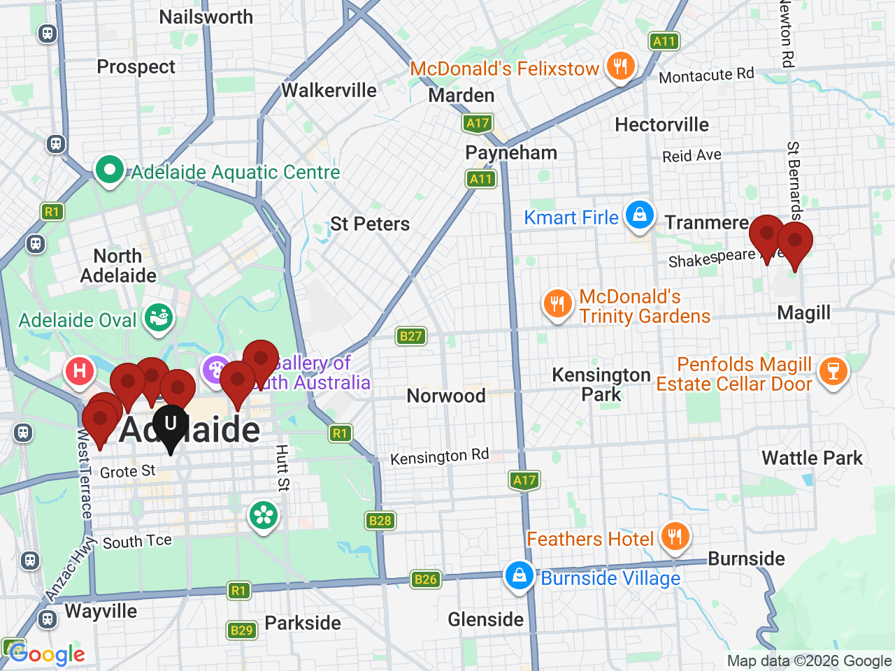 Map of UniLodge homes near Eynesbury College