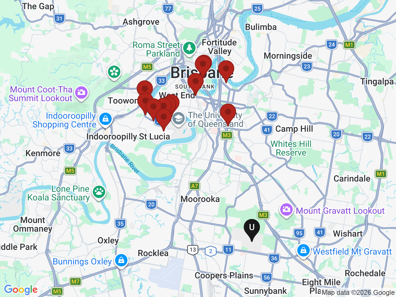 Map of UniLodge homes near Griffith University - Nathan Campus