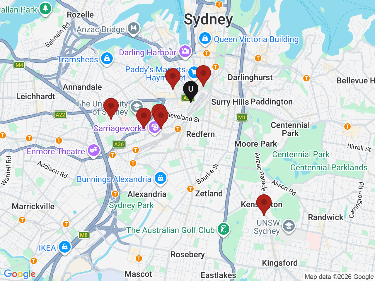 Map of UniLodge homes near SAE University College - Sydney