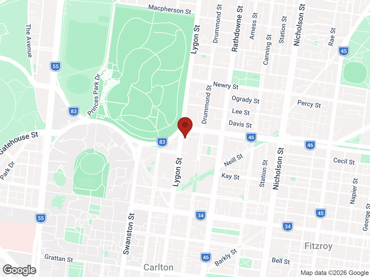 Map showing Student Living 590 Lygon, Carlton