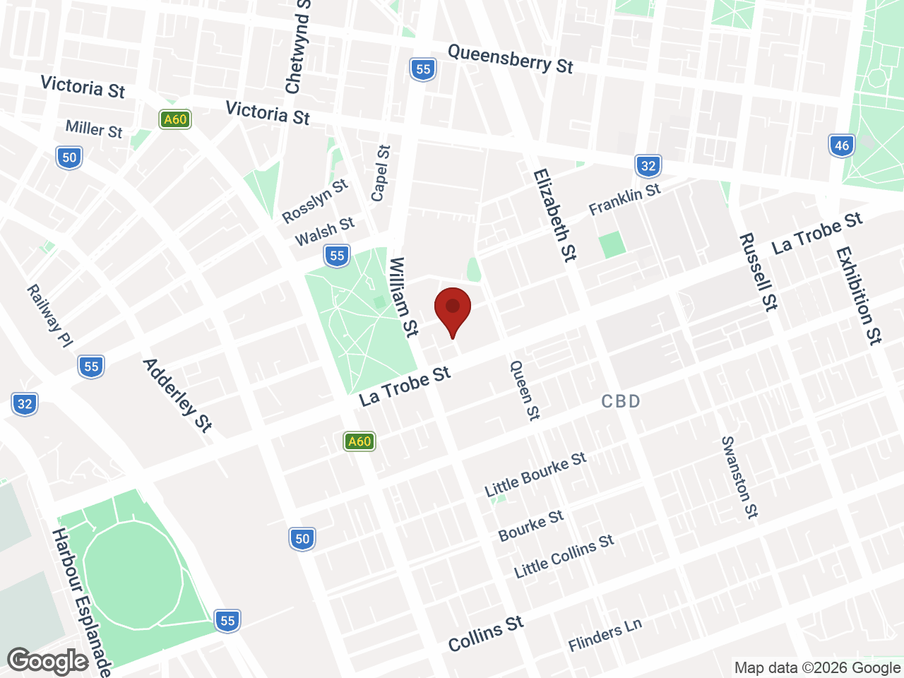 Map showing UniLodge Melbourne Flagstaff, Melbourne CBD