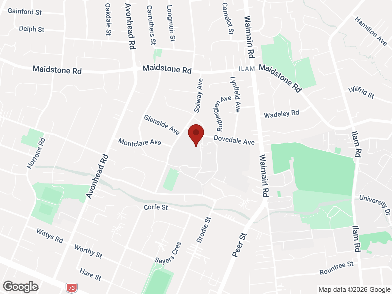 Map showing Dovedale Halls: Sonoda, Ilam